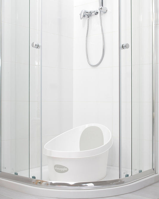 Shnuggle Toddler Bath Tub-With Bum Bump Support-Soft Foam Backrest & Non-Slip Base-Fits in Shower & Adult Bath-BPA Free-12 to 48M-Taupe