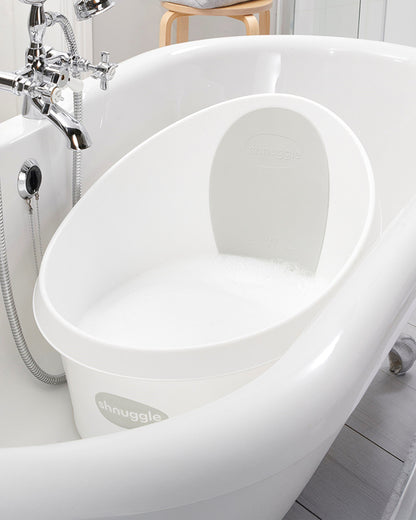 Shnuggle Toddler Bath Tub-With Bum Bump Support-Soft Foam Backrest & Non-Slip Base-Fits in Shower & Adult Bath-BPA Free-12 to 48M-Taupe