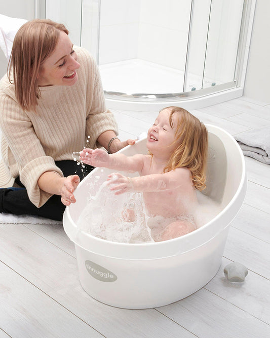Shnuggle Baby Bath Tub-0 to 48M-with Bather & Jug-White & Grey