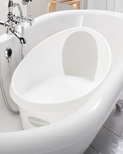 Shnuggle Toddler Bath Tub-With Bum Bump Support-Soft Foam Backrest & Non-Slip Base-Fits in Shower & Adult Bath-BPA Free-12 to 48M-White & Grey