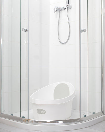 Shnuggle Baby Bath Tub-0 to 48M-with Bather & Jug-White & Grey