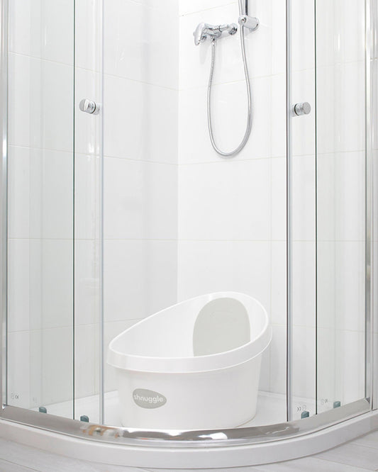 Shnuggle Baby Bath Tub-0 to 48M-with Bather & Jug-White & Grey