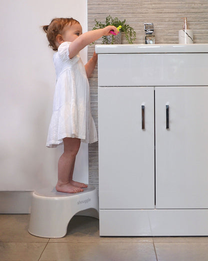 Shnuggle Baby Step Stool-BPA free-Non Slip Base with Anti Bacterial Top-Lightweight-White
