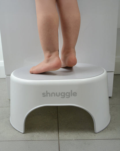 Shnuggle Baby Step Stool-BPA free-Non Slip Base with Anti Bacterial Top-Lightweight-White
