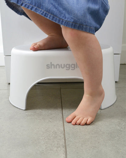 Shnuggle Baby Step Stool-BPA free-Non Slip Base with Anti Bacterial Top-Lightweight-White