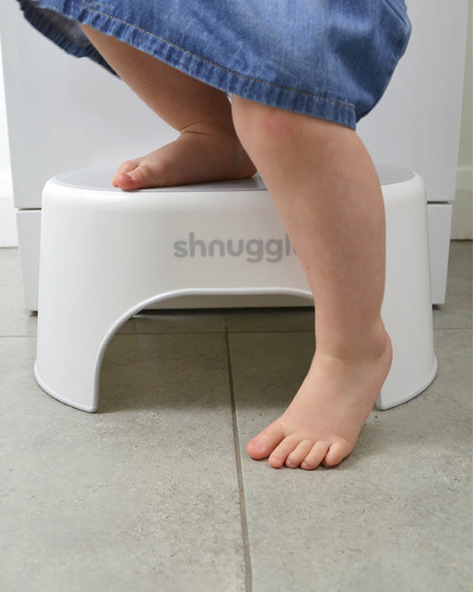 Shnuggle Baby Step Stool-BPA free-Non Slip Base with Anti Bacterial Top-Lightweight-White