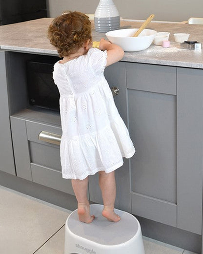 Shnuggle Baby Step Stool-BPA free-Non Slip Base with Anti Bacterial Top-Lightweight-White