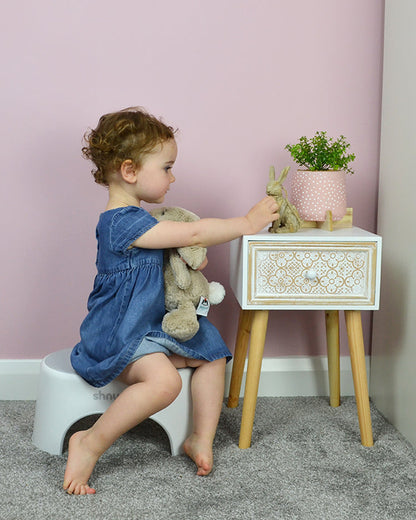 Shnuggle Baby Step Stool-BPA free-Non Slip Base with Anti Bacterial Top-Lightweight-White