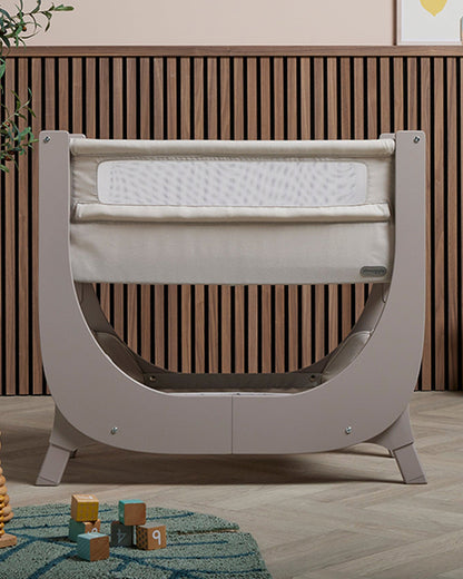 Shnuggle Air Lite Bedside Crib-With Firm, Hypoallergenic Mattress & Hammock Storage-Incline Option For Colic & Reflux-6 Positions Adjustable Height-Both Side Mesh Panels-For 0 to 6M (9 Kg)-Grey