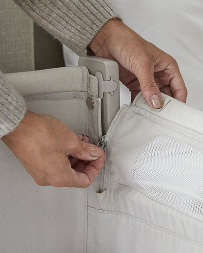 Shnuggle Air Lite Bedside Crib-With Firm, Hypoallergenic Mattress & Hammock Storage-Incline Option For Colic & Reflux-6 Positions Adjustable Height-Both Side Mesh Panels-For 0 to 6M (9 Kg)-Grey