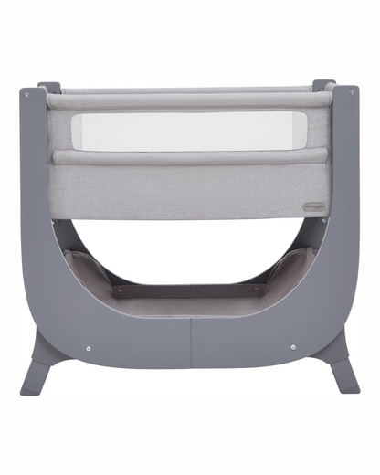 Shnuggle Air Lite Bedside Crib-With Firm, Hypoallergenic Mattress & Hammock Storage-Incline Option For Colic & Reflux-6 Positions Adjustable Height-Both Side Mesh Panels-For 0 to 6M (9 Kg)-Grey