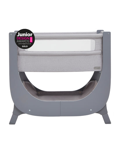 Shnuggle Air Lite Bedside Crib-With Firm, Hypoallergenic Mattress & Hammock Storage-Incline Option For Colic & Reflux-6 Positions Adjustable Height-Both Side Mesh Panels-For 0 to 6M (9 Kg)-Grey
