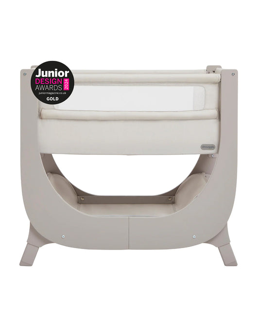 Shnuggle Air Lite Bedside Crib-With Firm, Hypoallergenic Mattress & Hammock Storage-Incline Option For Colic & Reflux-6 Positions Adjustable Height-Both Side Mesh Panels-For 0 to 6M (9 Kg)-Taupe