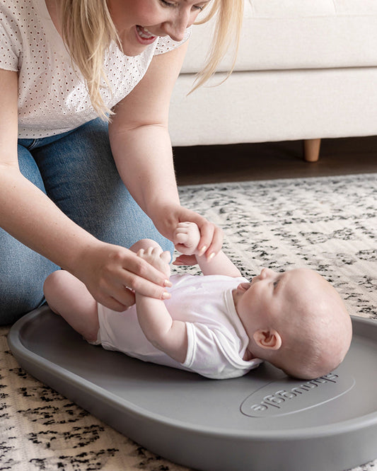 Shnuggle Squishy Diaper Changing Mat-Baby Safe Premium PU Foam-With Wipe Clean, Non-Skid Base-Grey
