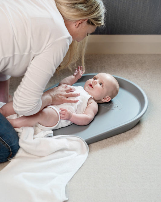 Shnuggle Squishy Diaper Changing Mat-Baby Safe Premium PU Foam-With Wipe Clean, Non-Skid Base-Grey