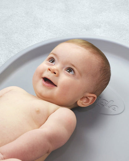 Shnuggle Newborn Bath Tub with Diaper Changing Mat & Bath Jug-0 to 12M-Taupe