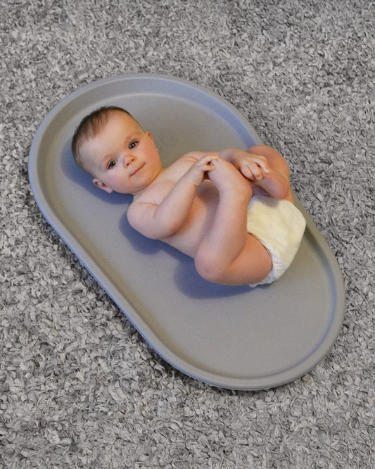 Shnuggle Newborn Bath Tub with Diaper Changing Mat & Bath Jug-0 to 12M-Taupe