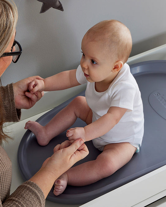 Shnuggle Squishy Diaper Changing Mat-Baby Safe Premium PU Foam-With Wipe Clean, Non-Skid Base-Grey