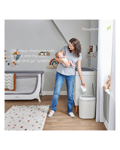 Shnuggle Eco-Touch Diaper Pail-With Dual seal odour airlock and Cassette free design-Compatible with any standard bin liner-White