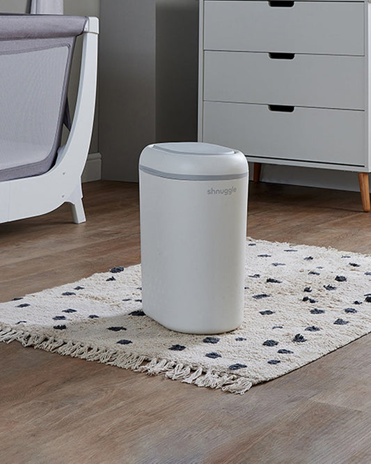 Shnuggle Eco-Touch Diaper Pail-With Dual seal odour airlock and Cassette free design-Compatible with any standard bin liner-White