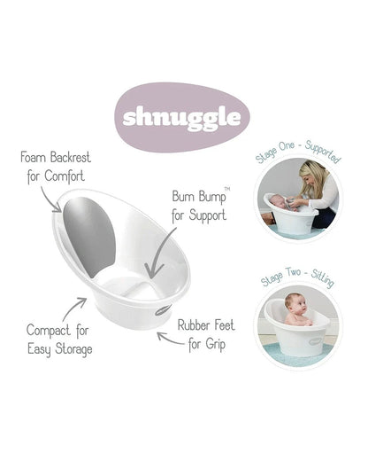 Shnuggle Toddler Bath Tub-With Bum Bump Support-Soft Foam Backrest & Non-Slip Base-Fits in Shower & Adult Bath-BPA Free-12 to 48M-Taupe