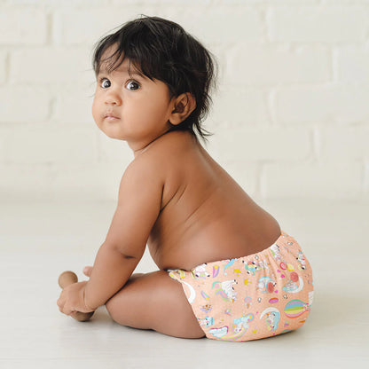 SuperBottoms Pixie Dust Freesize UNO-12 Hours Absorbency Cloth Diaper-Padded Underwear-100% Organic Cotton-Washable & Reusable-3 to 36M