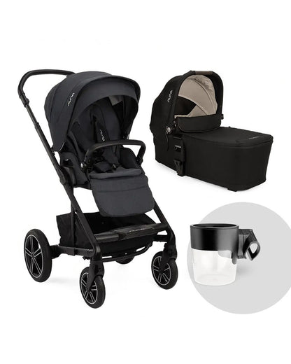 Nuna Mixx Next Stroller & Mixx Next Carry Cot Travel System-With Cup Holder-Ocean & Caviar