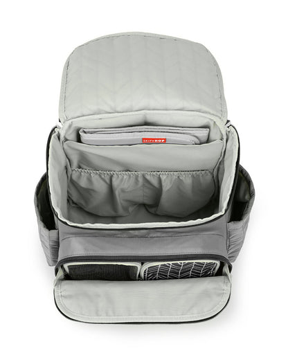 Skip Hop Forma Diaper Bag-Backpack-With Changing Pad-Extra Wide Opening & Lightweight Quilted Design-Grey