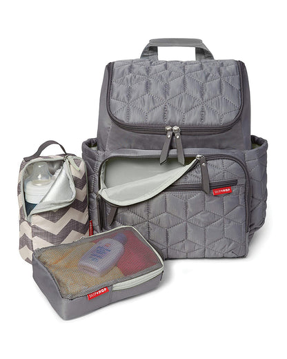 Skip Hop Forma Diaper Bag-Backpack-With Changing Pad-Extra Wide Opening & Lightweight Quilted Design-Grey