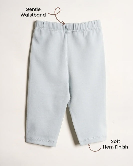 Twingle 100% Organic Cotton Leggings-Soft Elasticated Waistband-No Itchy Tags-Solid-Light Blue-For Infants