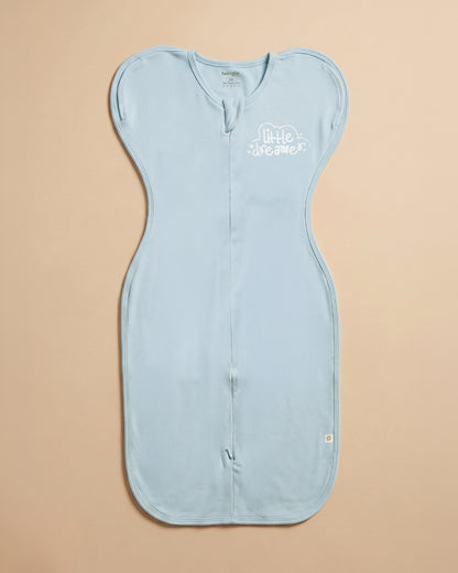 Twingle 100% Organic Cotton Sleeping Bag with Inbuilt Mittens-Snug Fit & Arms Up Design for Natural Body Posture-Zip Guard to Protect Baby's Chin & Neck-Two Way Zipper for Easy Diaper Change-Solid-Misty Blue-For Infants