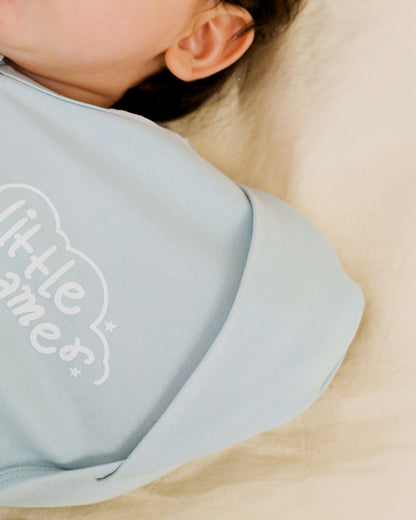 Twingle 100% Organic Cotton Sleeping Bag with Inbuilt Mittens-Snug Fit & Arms Up Design for Natural Body Posture-Zip Guard to Protect Baby's Chin & Neck-Two Way Zipper for Easy Diaper Change-Solid-Misty Blue-For Infants