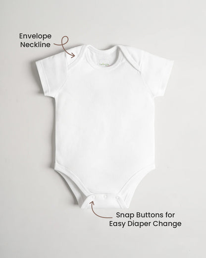 Twingle 100% Organic Cotton Bodysuit Vest-Envelope Neck for Easy Dressing-No Itchy Neck Tags-Short Sleeves-Solid-White-Pack of 3-For Infants
