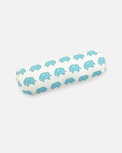 The Almirah Haathi March Blue Bolster-Organic Cotton-For Infants