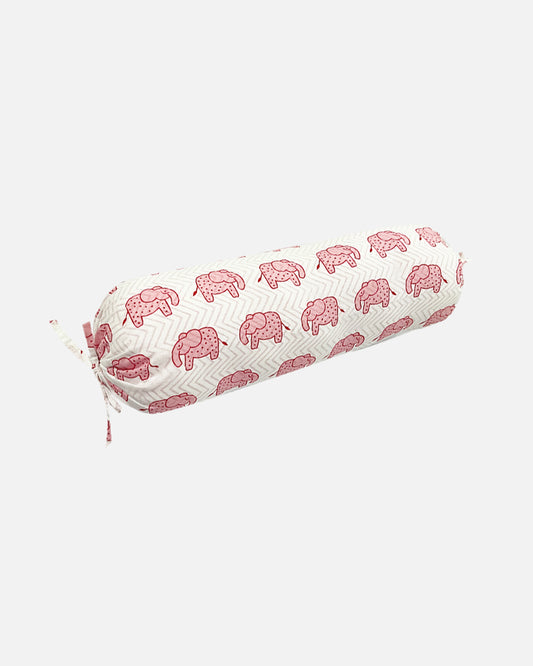 The Almirah Haathi March Pink Bolster-Organic Cotton-For Infants