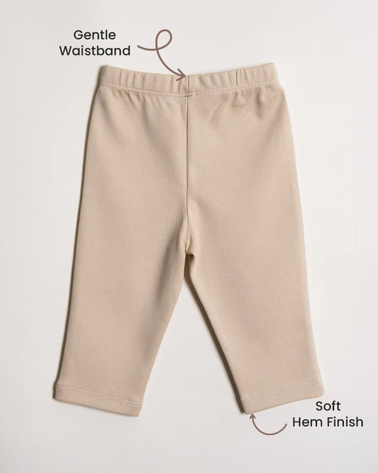 Twingle 100% Organic Cotton Leggings-Soft Elasticated Waistband-No Itchy Tags-Solid-Pastel Pink & Beige-Pack of 2-For Infants