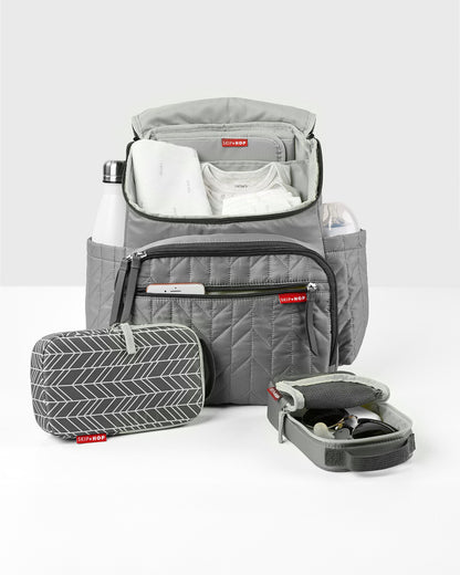 Skip Hop Forma Diaper Bag-Backpack-With Changing Pad-Extra Wide Opening & Lightweight Quilted Design-Grey