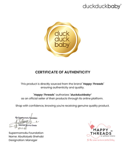 Happy Threads Jumbo The Elephant Soft Toy-Handcrafted-Lightweight & Portable-3Y+