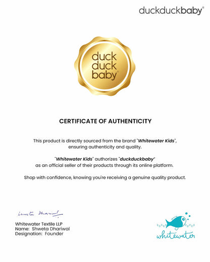 Whitewater Kids Yellow & Indigo Jhabla Set-Zoo Print-100% Organic Cotton-For Infants