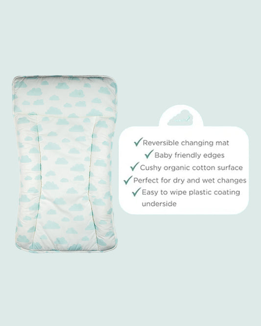 Masilo Diaper Changing Mat-Reversible-GOTS Certified Organic Cotton-Cloud Blue