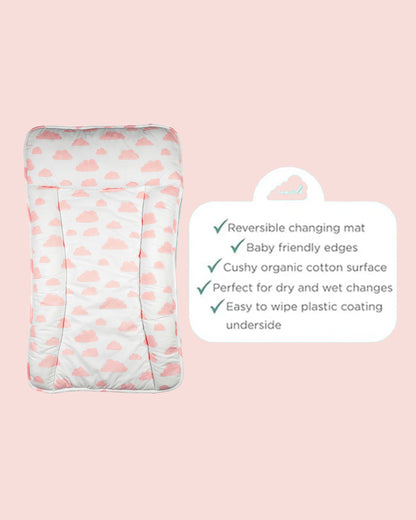 Masilo Diaper Changing Mat-Reversible-GOTS Certified Organic Cotton-Cloud Pink