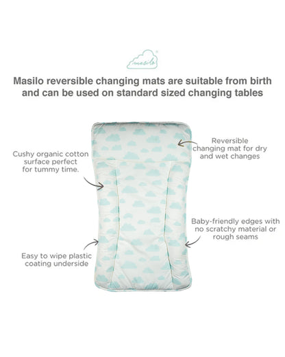 Masilo Diaper Changing Mat-Reversible-GOTS Certified Organic Cotton-Cloud Blue