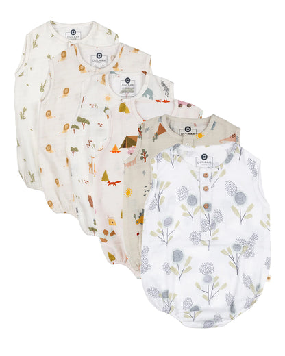 Dulaar Multicolor Romper-Printed-Cotton Muslin-Pack Of 6-For Infants