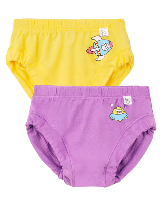 SuperBottoms Yellow & Lavender Briefs-Solid-Cotton-Pack Of 2-For Infants