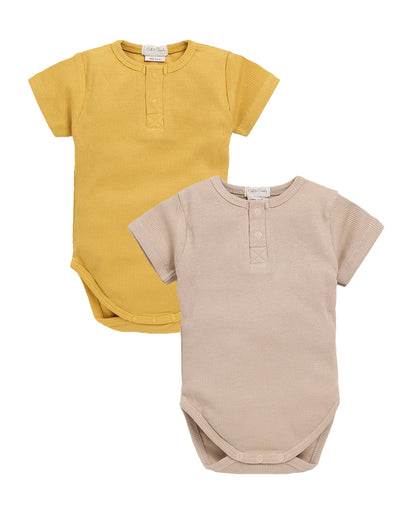 Cot & Candy Baby Multicolor Bodysuit-Solid-Organic Cotton-Pack Of 2-For Infants