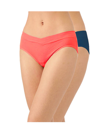 Inner Sense V-Band Maternity Panties Combo Set-Organic Cotton-Navy Blue & Pink-Pack of 2