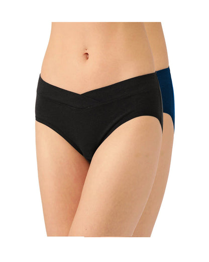 Inner Sense V-Band Maternity Panties Combo Set-Organic Cotton-Black & Navy Blue-Pack of 2