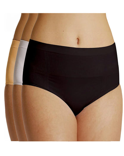 NewMom Seamless Caesarian Panties Combo Set-White, Skin & Black-Helps Postpartum Recovery-Pack of 3