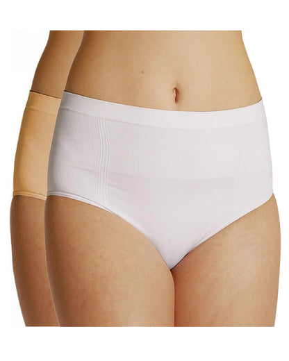 NewMom Seamless Caesarian Panties Combo Set-White & Skin-Helps Postpartum Recovery-Pack of 2