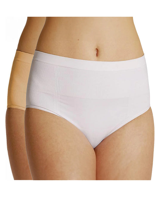 NewMom Seamless Caesarian Panties Combo Set-White & Skin-Helps Postpartum Recovery-Pack of 2